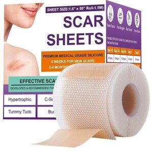 Lot of 10 Silicone Scar Sheets For Effective Scar Treatment 1.6" x 59" Roll For